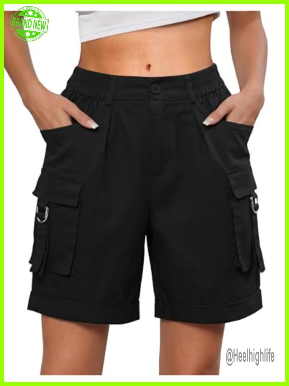 Bermuda Cargo Shorts for Women 6 Pocket Baggy Cotton Knee Length Jorts